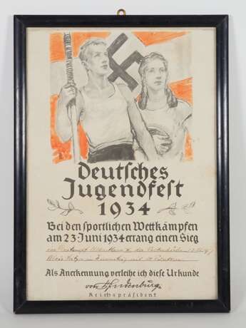 Drittes Reich: Große Urkunde Deutsches Jugendfest 1934 - фото 1