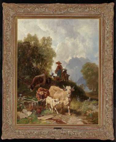 Hirtin mit Vieh in Gebirgslandschaft - фото 2