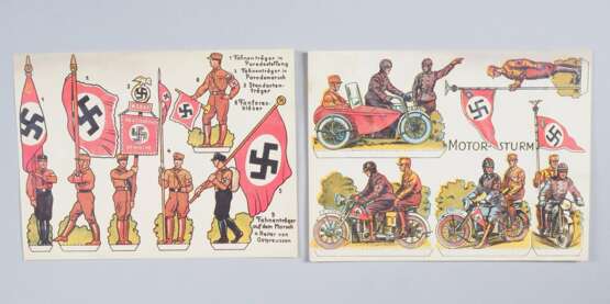 Drittes Reich: 2x Bilderbogen Aufstellbild SA / NSKK Männer zum ausschneiden und aufstellen, um 1934 - photo 1