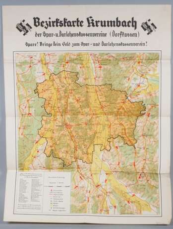 Drittes Reich: Reichsnährstand Bezirkskarte Krumbach, um 1940 - photo 1