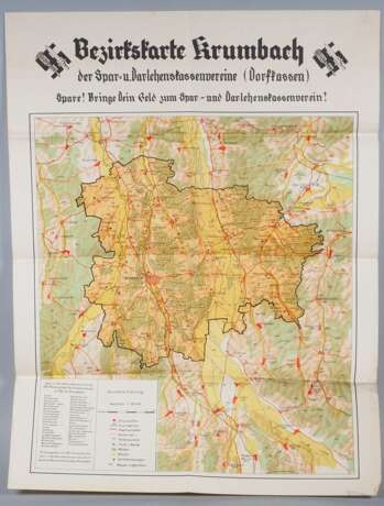 Drittes Reich: Reichsnährstand Bezirkskarte Krumbach, um 1940 - Foto 1