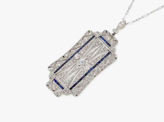 A historical pendant necklace decorated with diamonds and sapphires - photo 1