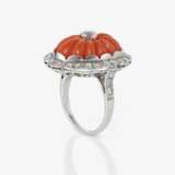 A historical ring decorated with a cut Midway coral and brilliant-cut diamonds - photo 2