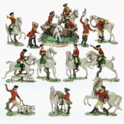 16 Figuren aus der "Nymphenburger Roten Jagd"