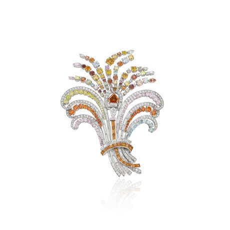 COLORED DIAMOND AND DIAMOND BROOCH - Foto 1