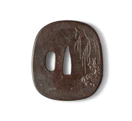 A RARE LACQUERED WOOD TSUBA