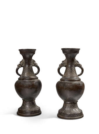 A PAIR OF BRONZE BALUSTER VASES - photo 1