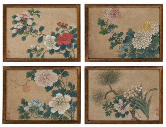 FOUR ALBUM LEAVES DEPICTING FLOWERS - photo 1