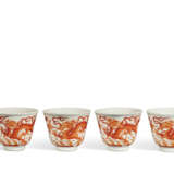 FOUR IRON-RED-DECORATED 'DRAGON' CUPS - фото 1