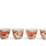 FOUR IRON-RED-DECORATED 'DRAGON' CUPS - photo 2