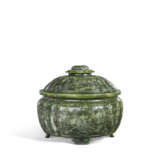 A SPINACH-GREEN JADE CENSER AND COVER - фото 3