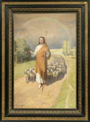 Jesus Christ and sheepReligious motif
