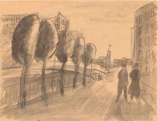 The street in Petrograd watercolor Early 20th century - photo 1