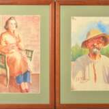 Peinture Portraits de parents par Jans Roberts Tilbergs watercolor Early 20th century - Foto 1