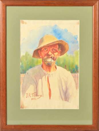 Painting Portraits of parents by Jans Roberts Tilbergs watercolor Early 20th century - photo 2