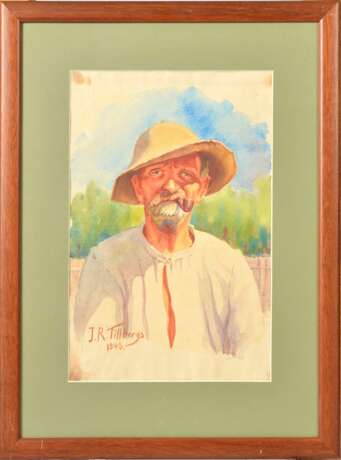 Painting Portraits of parents by Jans Roberts Tilbergs watercolor Early 20th century - photo 3