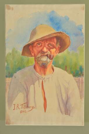 Painting Portraits of parents by Jans Roberts Tilbergs watercolor Early 20th century - photo 8
