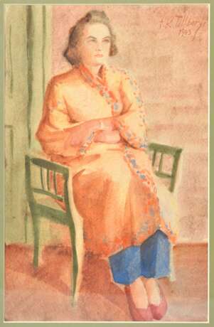 Painting Portraits of parents by Jans Roberts Tilbergs watercolor Early 20th century - photo 12
