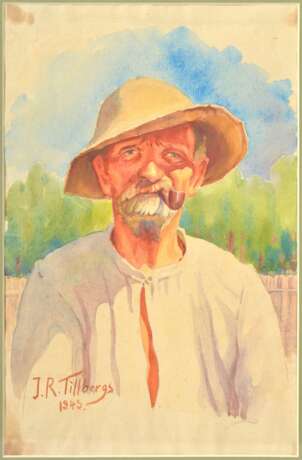 Painting Portraits of parents by Jans Roberts Tilbergs watercolor Early 20th century - photo 14