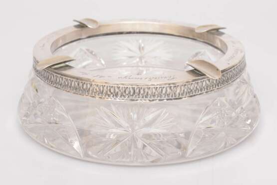 Crystal ashtray with silver finish and engraving Kristall Early 20th century - Foto 3