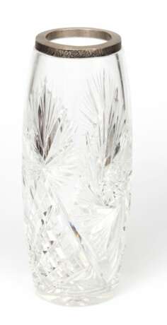 Crystal vase with silver finish Glass Early 20th century - photo 1