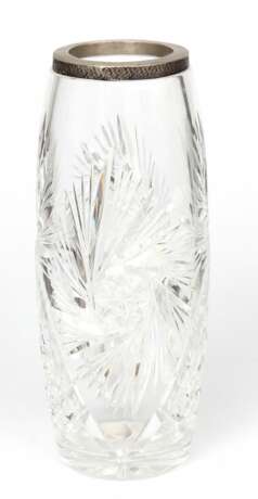 Crystal vase with silver finish Glass Early 20th century - photo 6