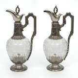Glass decanters with silver finish 2 pcs. Glas At the turn of 19th -20th century - Foto 1