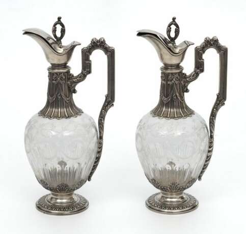 Glass decanters with silver finish 2 pcs. Glas At the turn of 19th -20th century - Foto 2