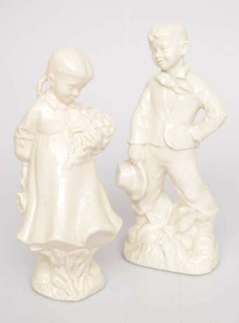 Paire de figurines en porcelaine Fille et gar&ccedil;on Porzellan Mid-20th century - Foto 2