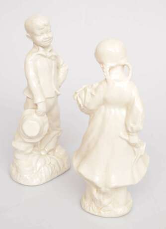 Paire de figurines en porcelaine Fille et gar&ccedil;on Porzellan Mid-20th century - Foto 3