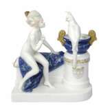 Figurine en porcelaine Fille nue avec un perroquet Porzellan Early 20th century - Foto 1