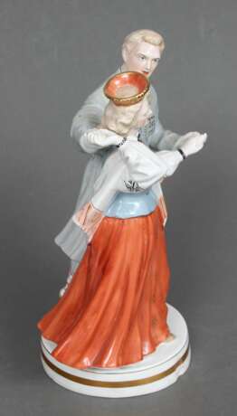 Figurine en porcelaine Fils national avec fille nationale Porcelaine Mid-20th century - photo 2