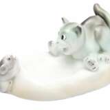 Porcelain ashtray Cat and mouse Porcelain Early 20th century - photo 1