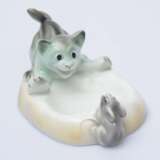 Cendrier en porcelaine Chat et souris Porzellan Early 20th century - Foto 3