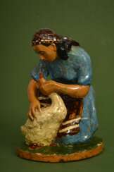 Ceramic figure Girl with a goose