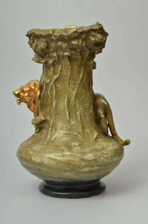 Austrian Art Nouveau vase with lions Ceramic At the turn of 19th -20th century - photo 3
