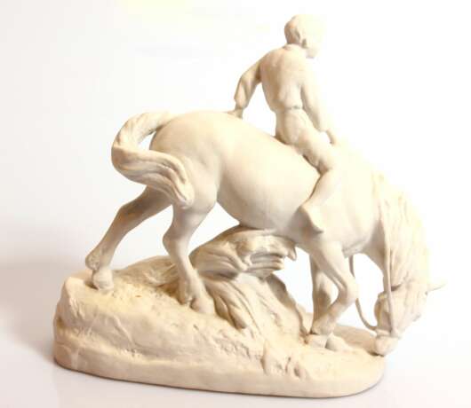 Figurine en biscuit Gar&ccedil;on sur un cheval Biscuit (porcelain) Mid-20th century - Foto 3