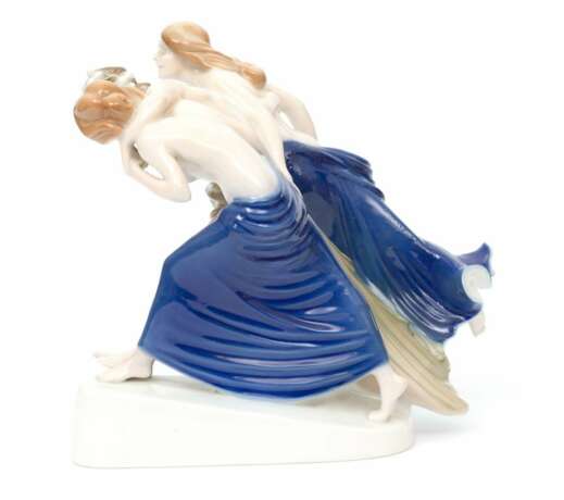 Porcelain figure Faun with nymphs Porcelain Early 20th century - photo 4