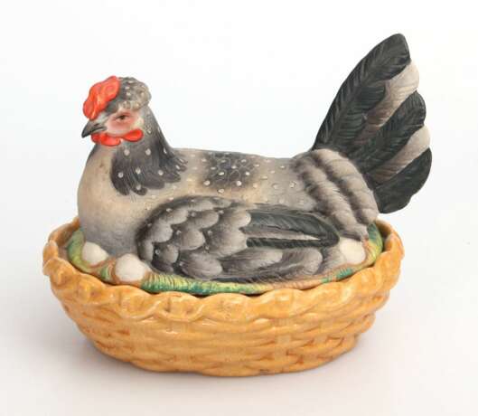 Porcelain egg dish Chicken Porcelain At the turn of 19th -20th century - photo 4