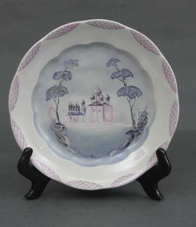 Porcelain plate with church view Porcelain Mid-20th century - photo 3