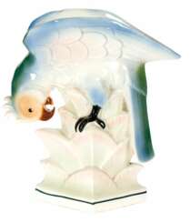 Figurine-vase en porcelaine Perroquet 