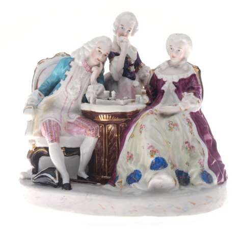 Figurine en porcelaine Jeu d&amp;39;&eacute;checs Porcelaine 19th century - photo 1