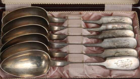 Cuill&egrave;res &agrave; soupe en argent (6 pcs.) Silber Late 19th century - Foto 2