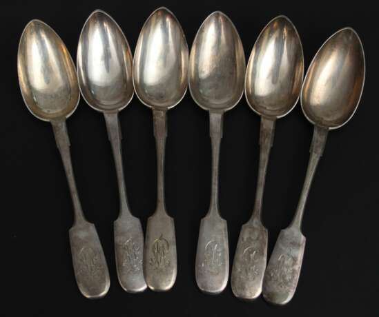 Серебряные столовые ложки (6 шт.) Серебро Late 19th century г. - фото 3