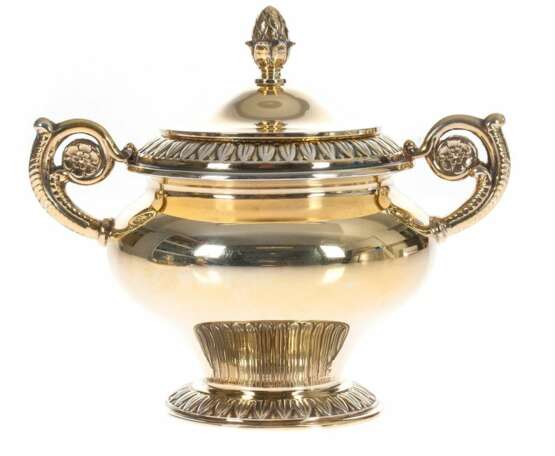 Gilded silver set - coffee pot cream bowl sugar-basin and tray Silver Mid-20th century - photo 4