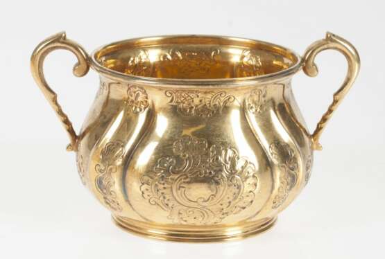 Gold-plated silver set - Coffee pot tea pot water pitcher bowl of cream sugar-basin Silver Mid-20th century - photo 2
