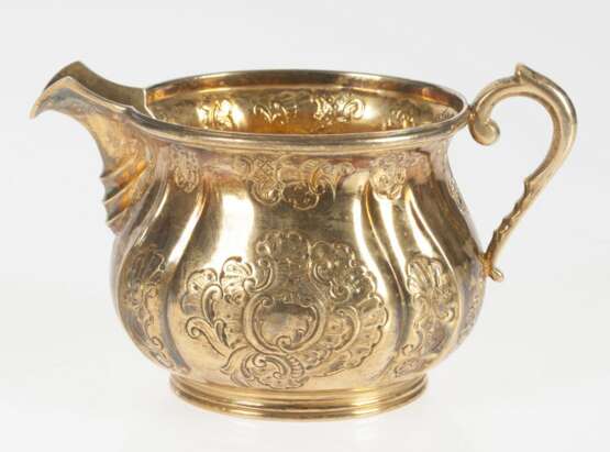 Gold-plated silver set - Coffee pot tea pot water pitcher bowl of cream sugar-basin Silver Mid-20th century - photo 3