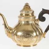 Gold-plated silver set - Coffee pot tea pot water pitcher bowl of cream sugar-basin Silver Mid-20th century - photo 4