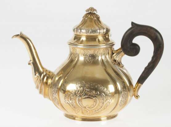 Gold-plated silver set - Coffee pot tea pot water pitcher bowl of cream sugar-basin Silver Mid-20th century - photo 4
