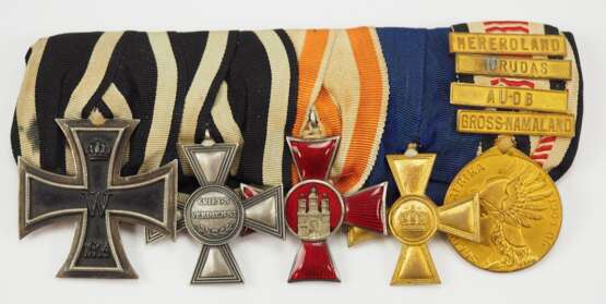 Preussen: Ordenschnalle eines hochdekorierten Unteroffiziers der Schutztruppe für Deutsch-Südwest-Afrika mit 5 Auszeichnungen. - photo 1